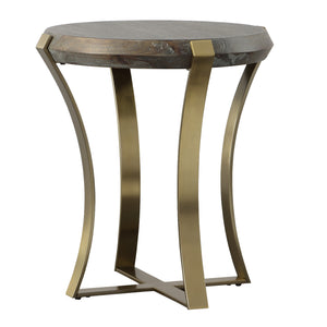 Uttermost Unite Brass Leg Wood Side Table 22940 METAL,MDF,VENEER,SOLID WOOD