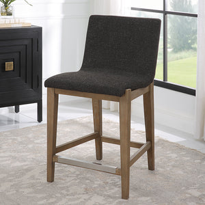 Uttermost Klemens Chocolate Counter Stool 23822 RUBBER WOOD，PLYWOOD，FABRIC，FOAM，HARDWARE