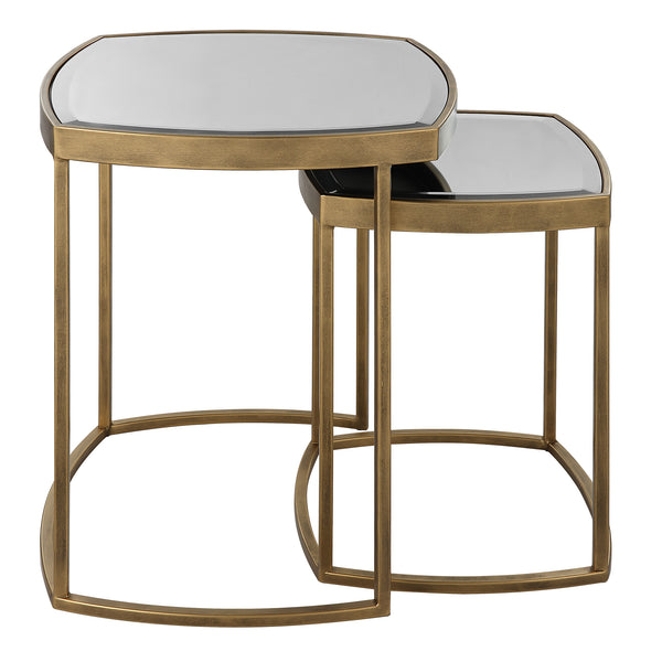 Uttermost Vista Gold Nesting Tables, Set Of 2 22957 IRON, MIRROR