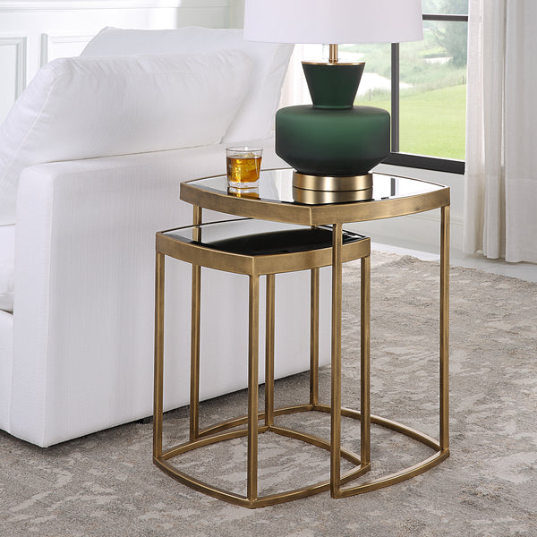 Uttermost Vista Gold Nesting Tables, Set Of 2 22957 IRON, MIRROR