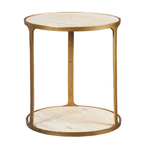 Uttermost Clench Brass Side Table 22968 STONE, METAL