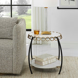 Uttermost Chainlink White Marble Side Table 22974 Marble,Iron