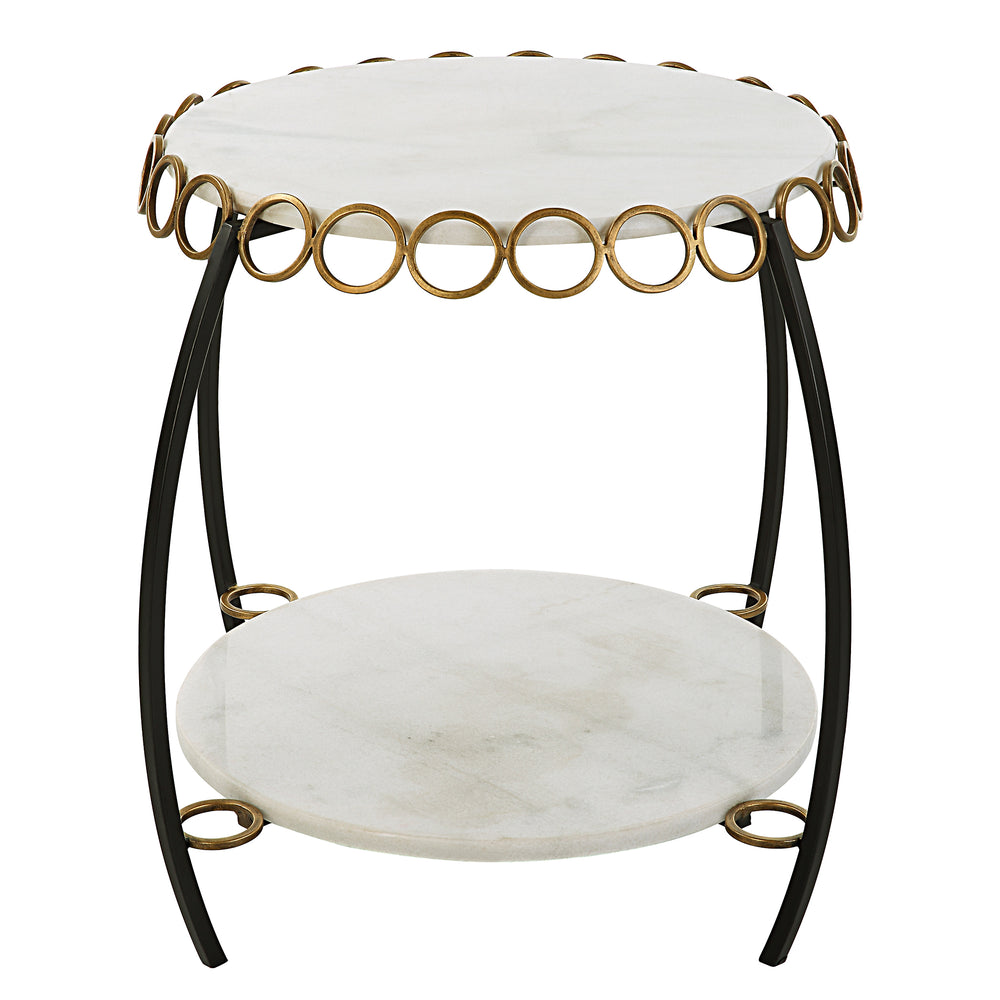 Uttermost Chainlink White Marble Side Table 22974 Marble,Iron