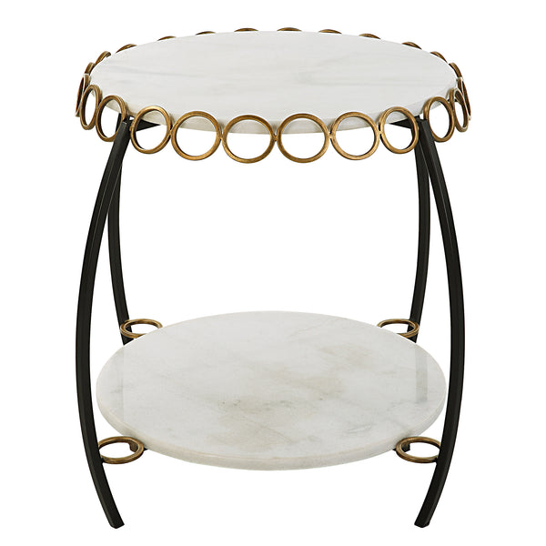 Uttermost Chainlink White Marble Side Table 22974 Marble,Iron