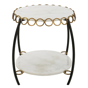 Uttermost Chainlink White Marble Side Table 22974 Marble,Iron