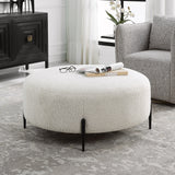 Uttermost Arles Large Plush White Ottoman 23778 HARDWOOD,METAL,PLYWOOD,FABRIC,FOAM,HARDWARE