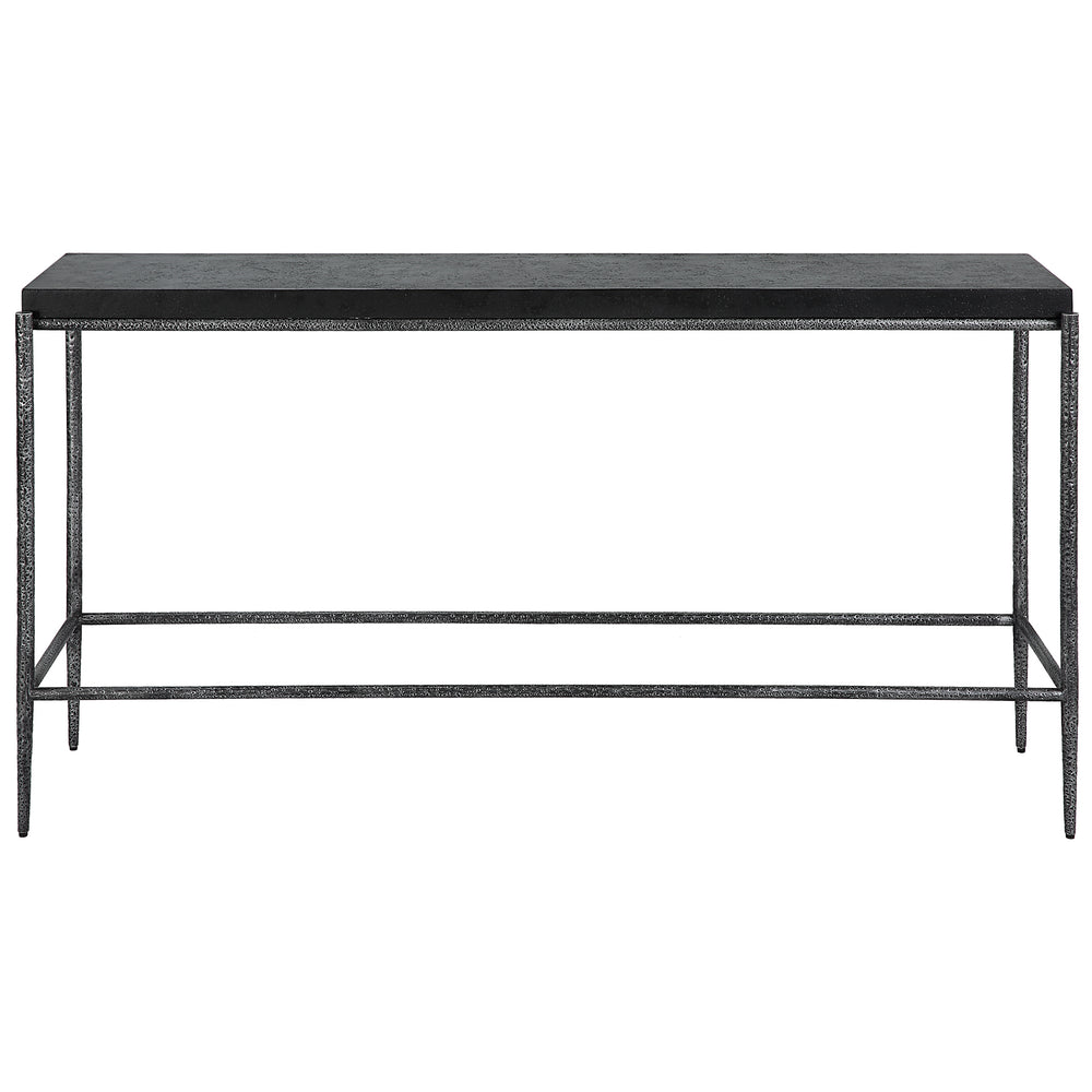 Uttermost Crescendo Black Concrete Console Table 22969 HARMMERED METAL AND CONCRETE