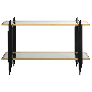 Uttermost Empire Cityscape Console Table 22992 IRON, TEMPERED GLASS