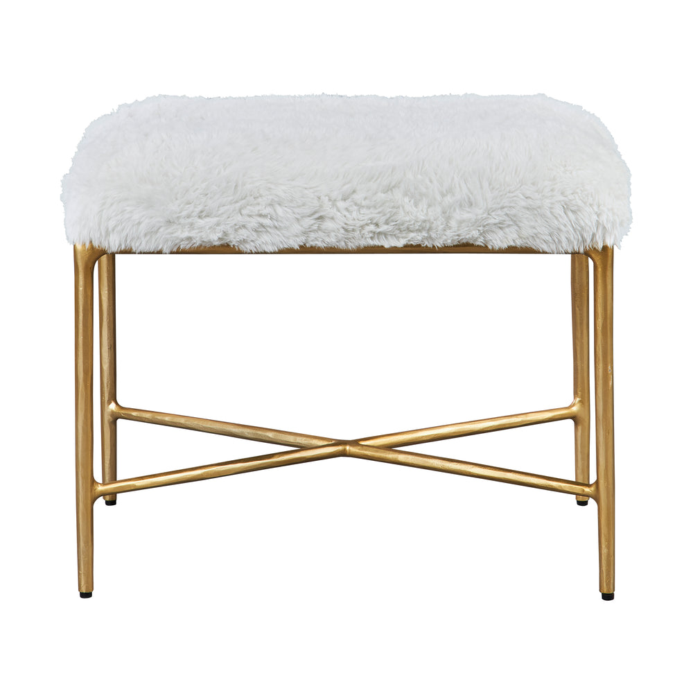 Uttermost Charmed Sheepskin Small Bench 23784 WROUGHT IRON, PLYWOOD, FABRIC, FOAM