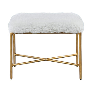 Uttermost Charmed Sheepskin Small Bench 23784 WROUGHT IRON, PLYWOOD, FABRIC, FOAM