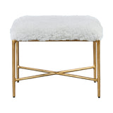 Uttermost Charmed Sheepskin Small Bench 23784 WROUGHT IRON, PLYWOOD, FABRIC, FOAM