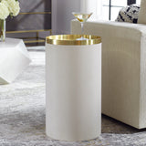 Uttermost Circuit Brass & White Accent Table 22991 METAL,PU LEATHER