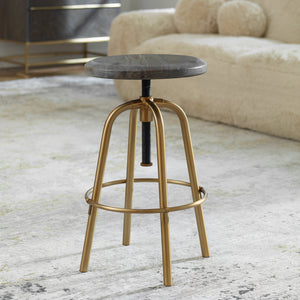 Uttermost Revolve Brass Counter Stool 22976 STAINLESS STEEL,IRON,ACACIA SOLID WOOD
