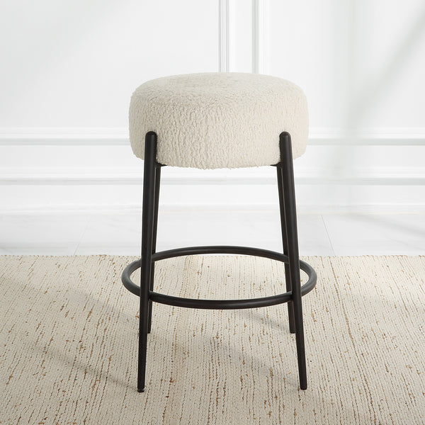 Uttermost Arles Plush Counter Stool 23783 HARDWOOD,PLYWOOD,FABRIC,METAL,FOAM,HARDWARE
