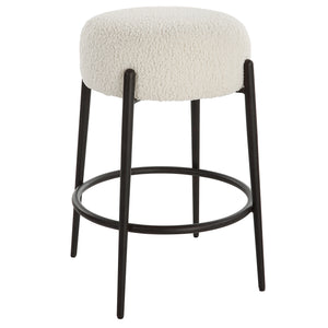 Uttermost Arles Plush Counter Stool 23783 HARDWOOD,PLYWOOD,FABRIC,METAL,FOAM,HARDWARE