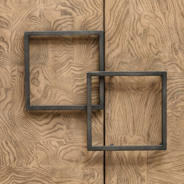 Uttermost Paltrow Burl Cabinet - Elegant 2-door Chest With Asymmetrical Bronze Pulls & Rich Texture Woodtone Particle Board With Oak,Mappa Burl Veneer & Oak Wood 50012