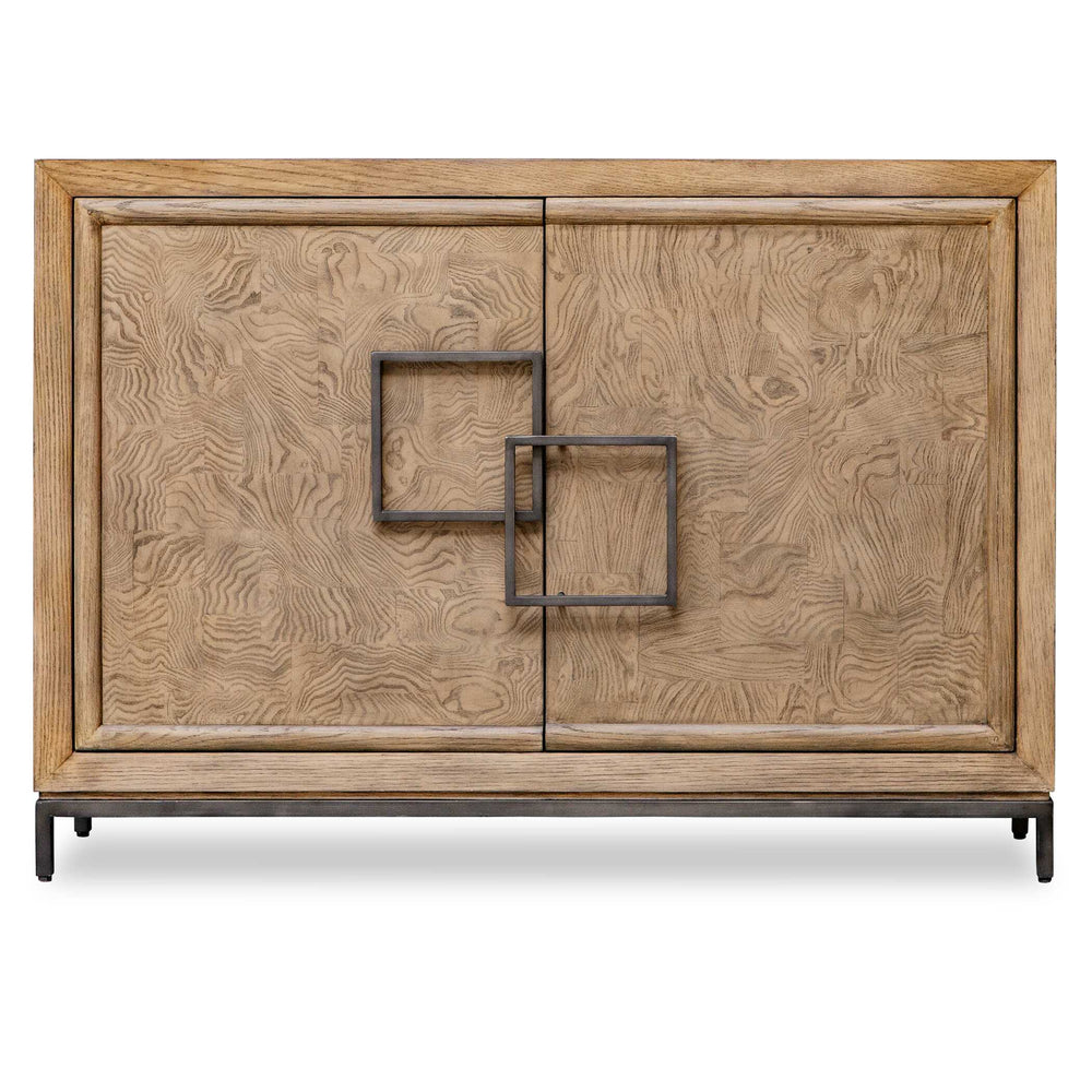 Uttermost Paltrow Burl Cabinet - Elegant 2-door Chest With Asymmetrical Bronze Pulls & Rich Texture Woodtone Particle Board With Oak,Mappa Burl Veneer & Oak Wood 50012