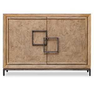 Uttermost Paltrow Burl Cabinet - Elegant 2-door Chest With Asymmetrical Bronze Pulls & Rich Texture Woodtone Particle Board With Oak,Mappa Burl Veneer & Oak Wood 50012