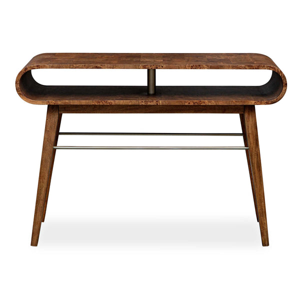 Uttermost Ledger Mid-century Console Table - Stylish Burl Veneer & Java Wood Design With Storage Solutions Woodtone Mdf Veneer Mappa Burl With Javawood 50041