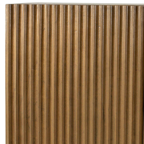 Uttermost Kellem 4-door Cabinet - Mindi Veneer With Fluted Texture & Matte Black Accent Stretcher Woodtone Mindi Wood And Mdf Mindi Veneer 50069