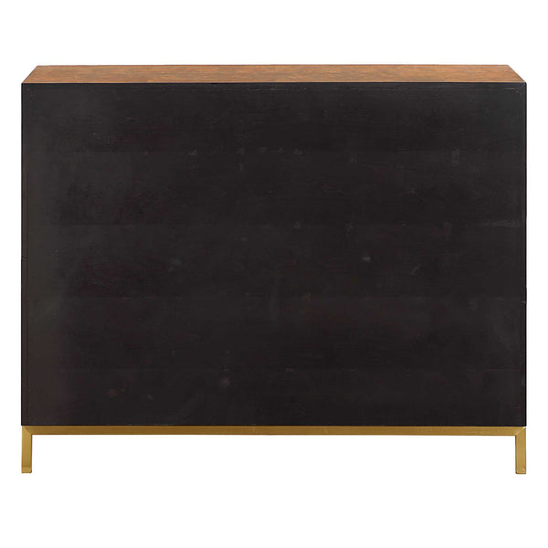 Uttermost Jethro Burl 2 Door Cabinet With Gold Metal Legs - Luxurious Geometric Design For Elegance Woodtone Plywood,Stainless Steel,Hardwar,Burl Veneer 50083