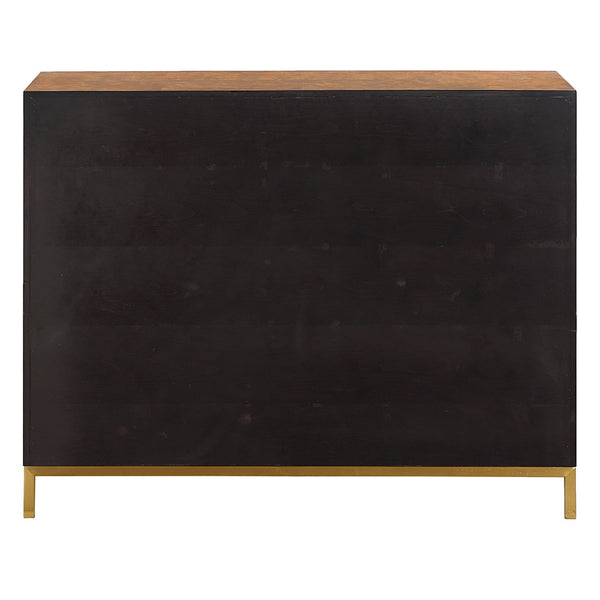 Uttermost Jethro Burl 2 Door Cabinet With Gold Metal Legs - Luxurious Geometric Design For Elegance Woodtone Plywood,Stainless Steel,Hardwar,Burl Veneer 50083