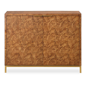 Uttermost Jethro Burl 2 Door Cabinet With Gold Metal Legs - Luxurious Geometric Design For Elegance Woodtone Plywood,Stainless Steel,Hardwar,Burl Veneer 50083
