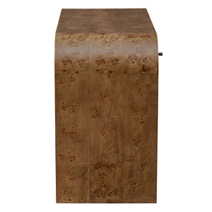 Uttermost Rocco Mappa Burl Desk - Elegant Curved Design With Bronze Pulls For A Stylish Workspace Woodtone Mdf Veneer Mappa Burl With Java Wood 50123