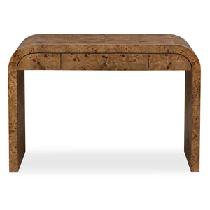 Uttermost Rocco Mappa Burl Desk - Elegant Curved Design With Bronze Pulls For A Stylish Workspace Woodtone Mdf Veneer Mappa Burl With Java Wood 50123