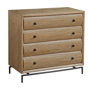 Uttermost Millard Curved 4 Drawer Chest - Stylish Mindi Wood Accent With Bronze Hardware & Modern Appeal Woodtone Mindi Wood And Mindi Veneer 50122