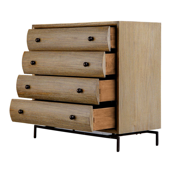 Uttermost Millard Curved 4 Drawer Chest - Stylish Mindi Wood Accent With Bronze Hardware & Modern Appeal Woodtone Mindi Wood And Mindi Veneer 50122