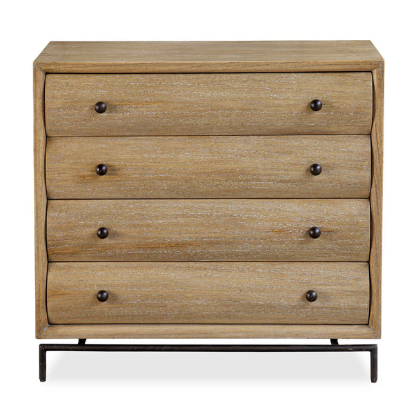 Uttermost Millard Curved 4 Drawer Chest - Stylish Mindi Wood Accent With Bronze Hardware & Modern Appeal Woodtone Mindi Wood And Mindi Veneer 50122