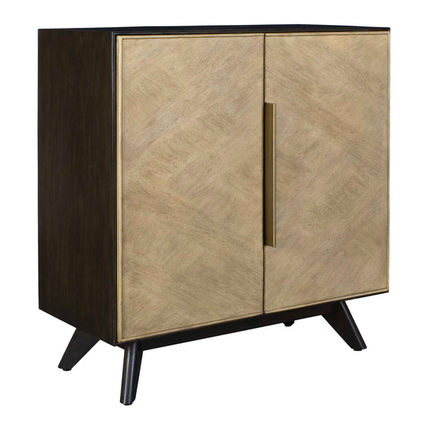 Uttermost Reina Modern 2 Door Cabinet With Elegant Gold Hardware & Soft Close Hinges – Stylish Storage! Woodtone Mdf Mango Veneer And Java Wood 50137