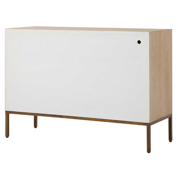 Uttermost Weimar 2 Door Cabinet - Modern Elegance With Cream Finish & Bronze Legs, Perfect Storage! White,Woodtone Fir,Mdf,Iron,Red Oak 50129