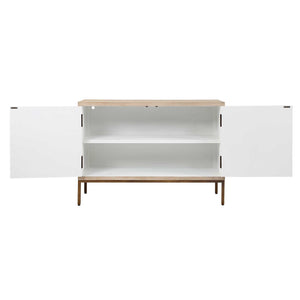 Uttermost Weimar 2 Door Cabinet - Modern Elegance With Cream Finish & Bronze Legs, Perfect Storage! White,Woodtone Fir,Mdf,Iron,Red Oak 50129