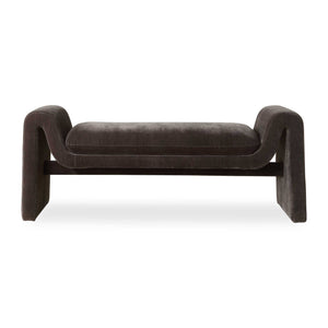 Uttermost Manson Charcoal Velvet Bench - Sleek, Modern Design With Curved Edges For Stylish Comfort Gray Hardwood,Plywood,Fabric,Foam,Hardware 23915