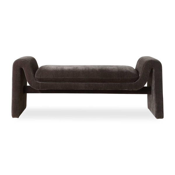 Uttermost Manson Charcoal Velvet Bench - Sleek, Modern Design With Curved Edges For Stylish Comfort Gray Hardwood,Plywood,Fabric,Foam,Hardware 23915