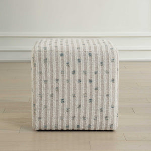 Uttermost Joie White Chenille Ottoman - Chic Accent Piece With Plush Comfort And Fun Sea Blue Dots White Fabric,Foam,Plywood 23914