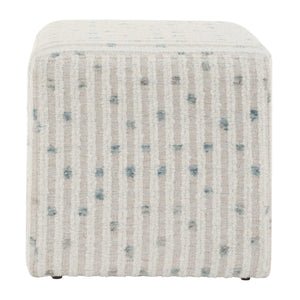 Uttermost Joie White Chenille Ottoman - Chic Accent Piece With Plush Comfort And Fun Sea Blue Dots White Fabric,Foam,Plywood 23914