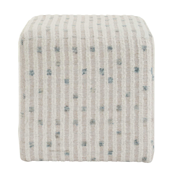 Uttermost Joie White Chenille Ottoman - Chic Accent Piece With Plush Comfort And Fun Sea Blue Dots White Fabric,Foam,Plywood 23914