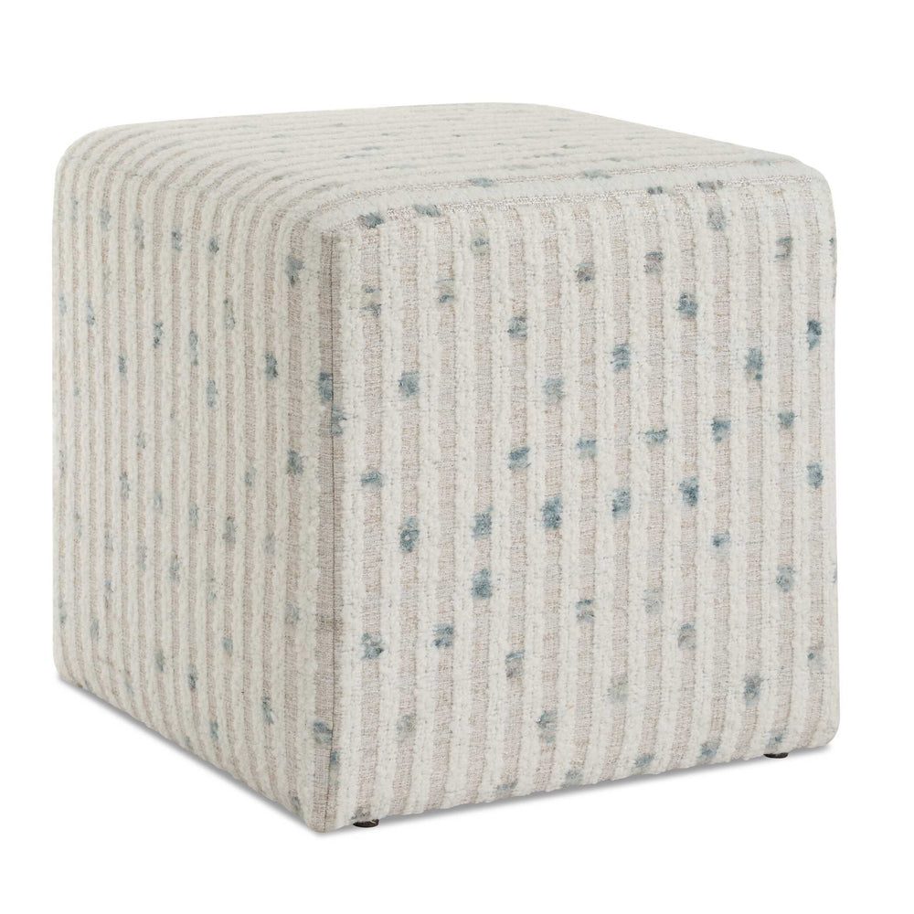Uttermost Joie White Chenille Ottoman - Chic Accent Piece With Plush Comfort And Fun Sea Blue Dots White Fabric,Foam,Plywood 23914