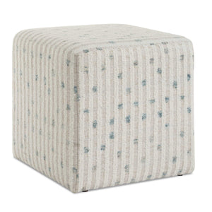 Uttermost Joie White Chenille Ottoman - Chic Accent Piece With Plush Comfort And Fun Sea Blue Dots White Fabric,Foam,Plywood 23914