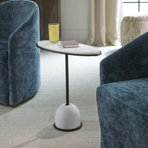 Uttermost Uttermost Sculptural Morro White Marble Side Table With Black Iron Frame, Carved Stone Accent Piece 50135
