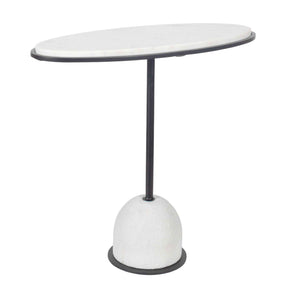Uttermost Uttermost Sculptural Morro White Marble Side Table With Black Iron Frame, Carved Stone Accent Piece 50135
