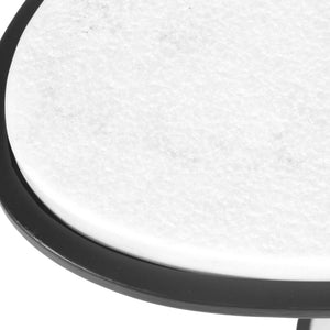 Uttermost Uttermost Sculptural Morro White Marble Side Table With Black Iron Frame, Carved Stone Accent Piece 50135