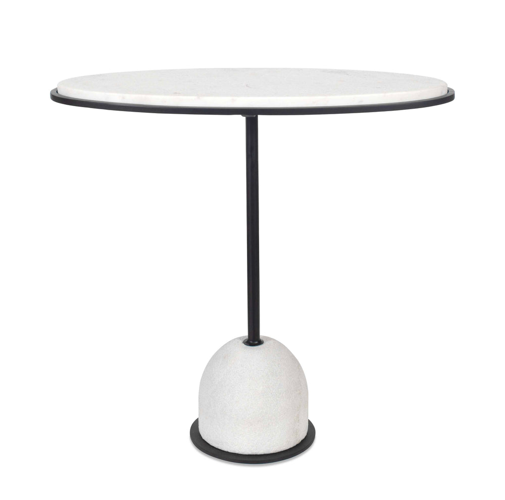 Uttermost Uttermost Sculptural Morro White Marble Side Table With Black Iron Frame, Carved Stone Accent Piece 50135