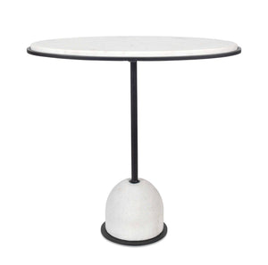 Uttermost Uttermost Sculptural Morro White Marble Side Table With Black Iron Frame, Carved Stone Accent Piece 50135