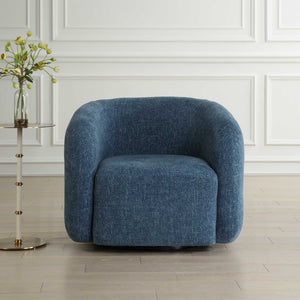Uttermost Junie Blue Swivel Barrel Chair - Chic Design With Dramatic Back And Luxurious Chenille Upholstery Blue Fabric,Foam,Plywood 23918