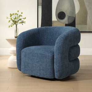 Uttermost Junie Blue Swivel Barrel Chair - Chic Design With Dramatic Back And Luxurious Chenille Upholstery Blue Fabric,Foam,Plywood 23918