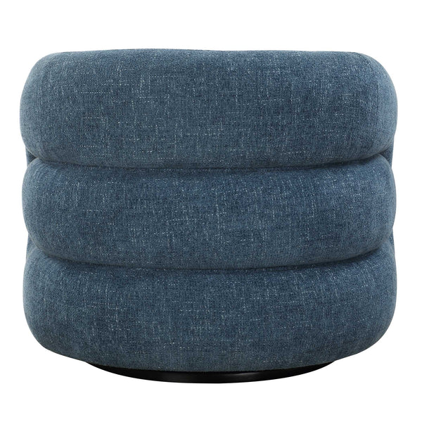 Uttermost Junie Blue Swivel Barrel Chair - Chic Design With Dramatic Back And Luxurious Chenille Upholstery Blue Fabric,Foam,Plywood 23918